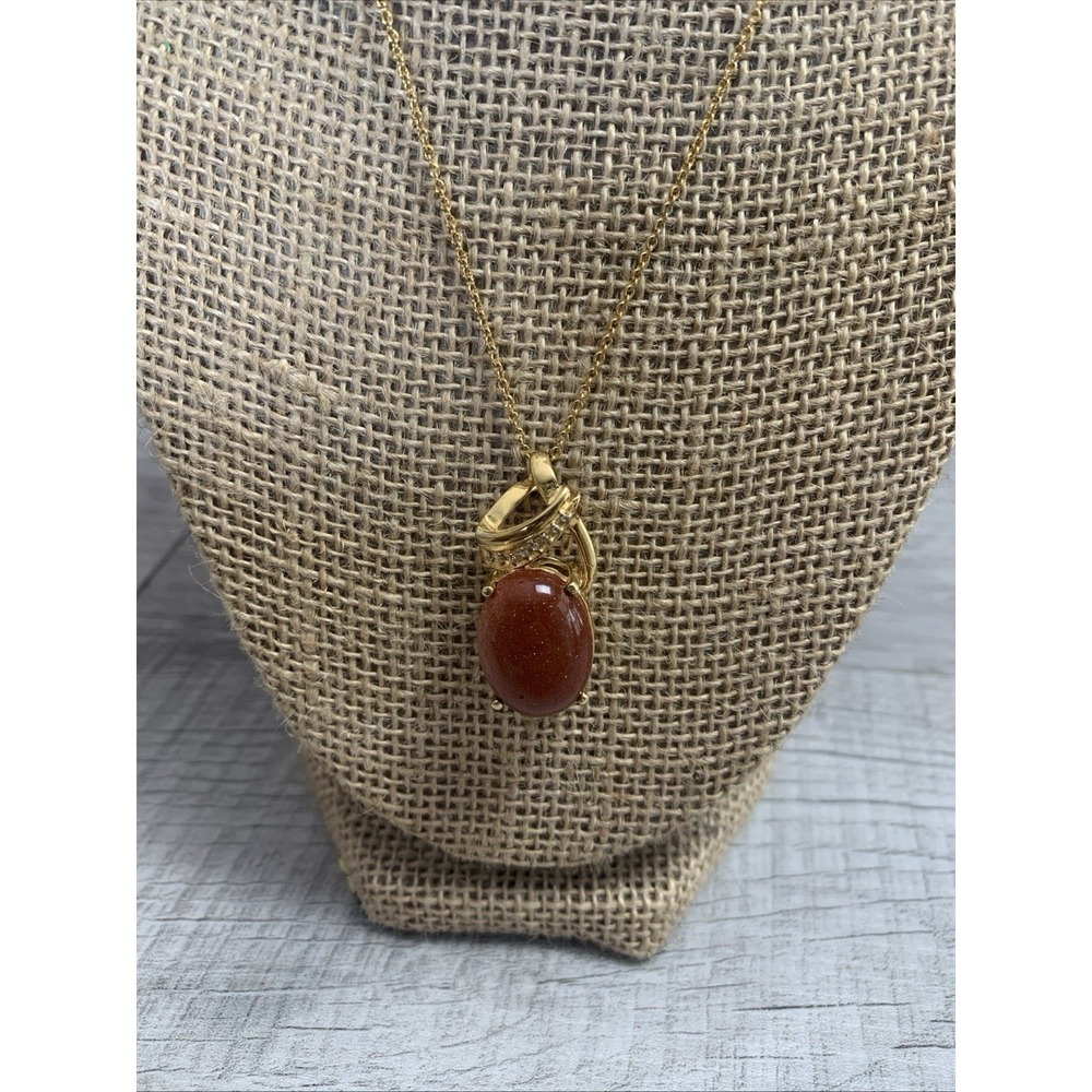 Karis Collection‎ Red Goldstone/Simulated Diamond Pendant & Chain